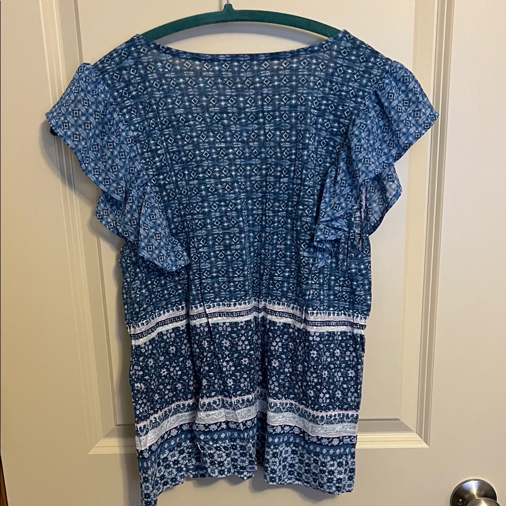 Lucky Brand Indigo Patterned Blouse - Picture 4 of 5